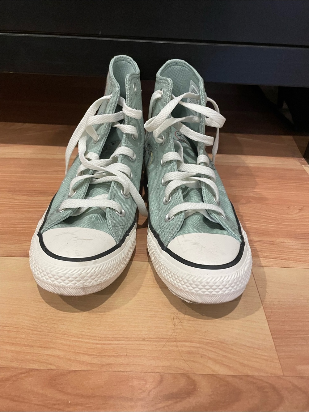 Converse High-Top Canvas Sneakers in Mint Green and White